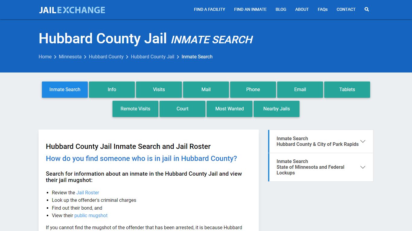 Inmate Search: Roster & Mugshots - Hubbard County Jail, MN