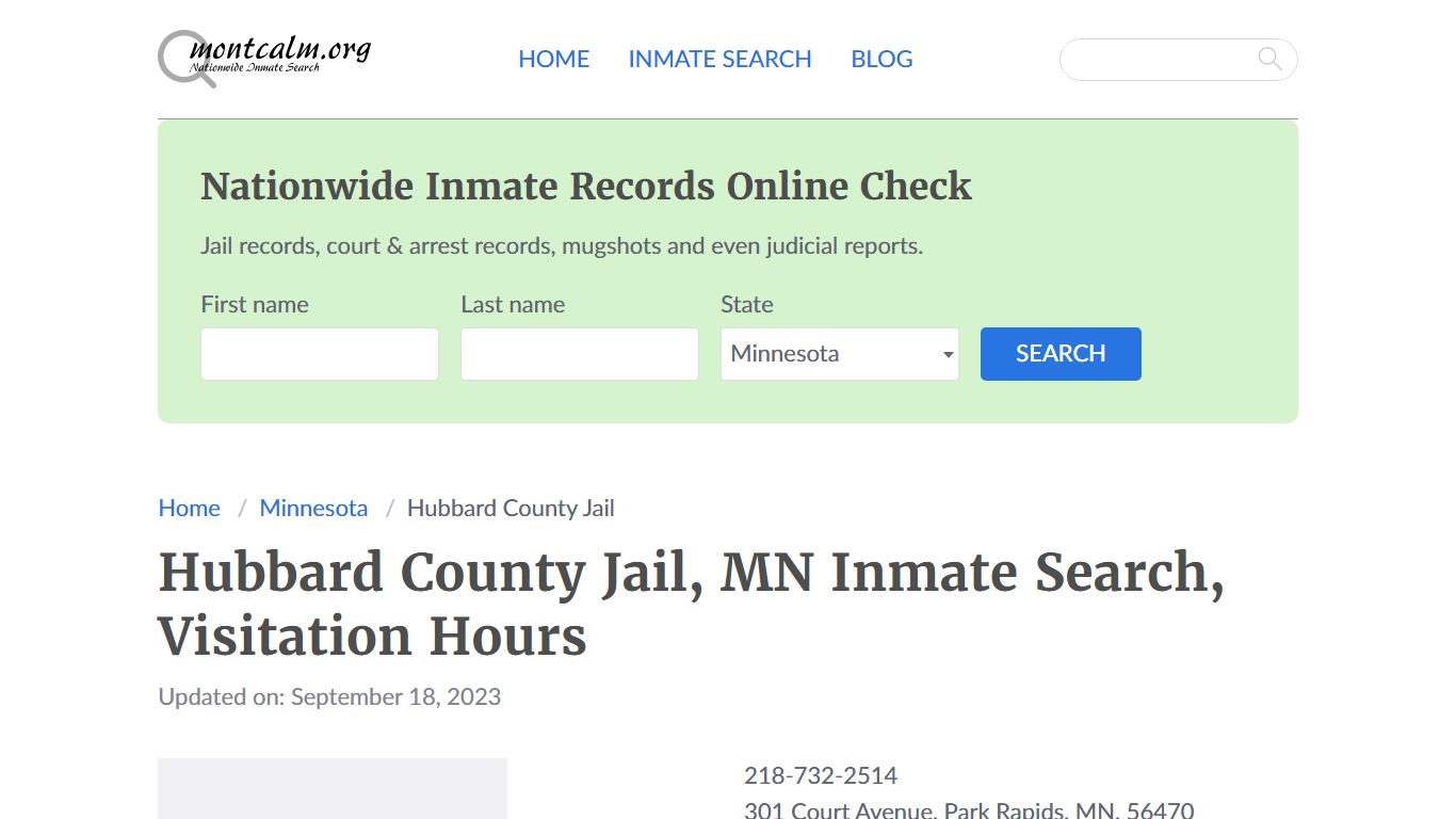Hubbard County Jail, MN Inmate Search, Visitation Hours